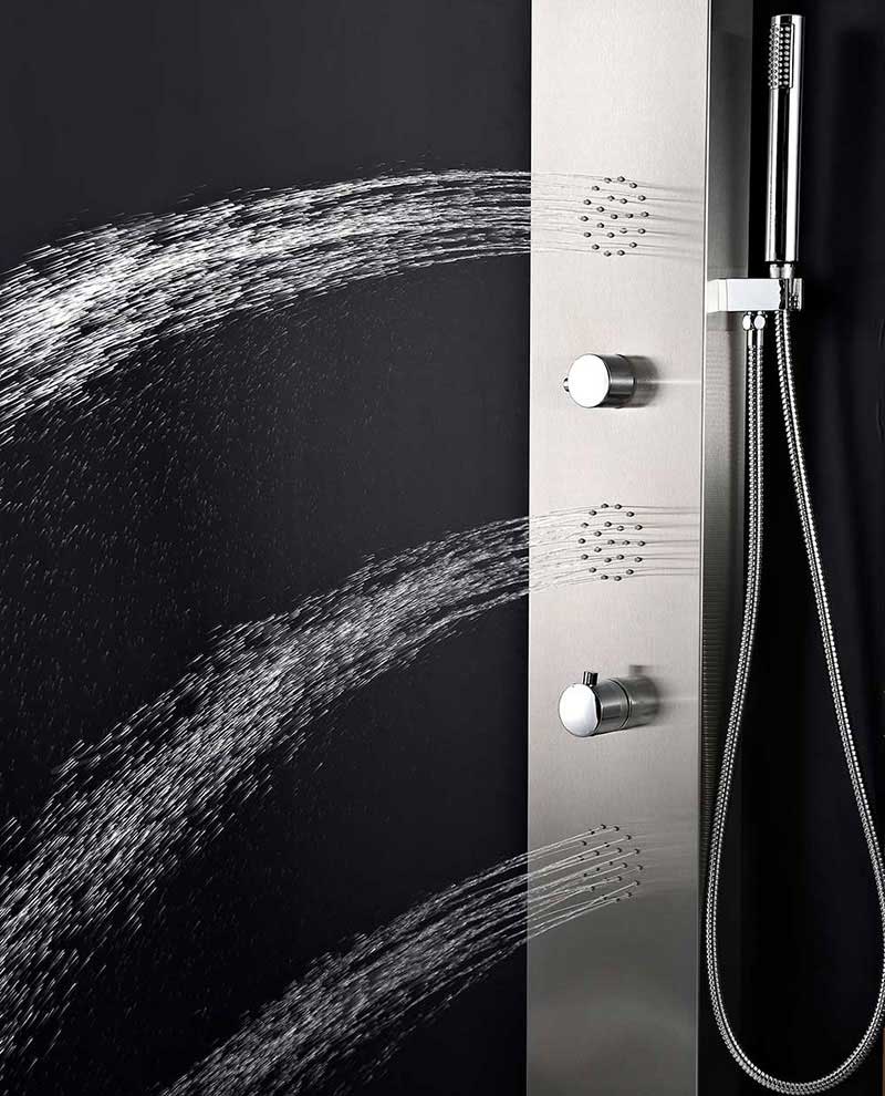 Anzzi TUNDRA Series 52 in. Full Body Shower Panel System with Heavy Rain Shower and Spray Wand in Brushed Steel 3