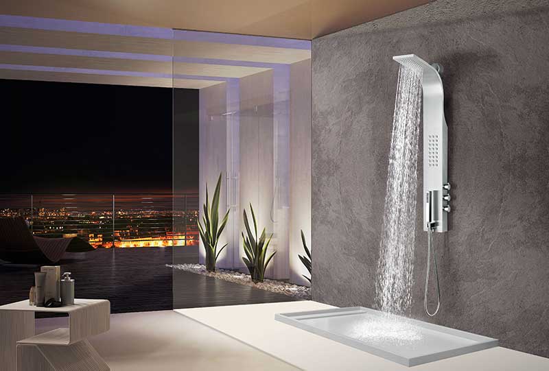 Anzzi Pier 48 in. Full Body Shower Panel with Heavy Rain Shower and Spray Wand in Brushed Steel SP-AZ076 2