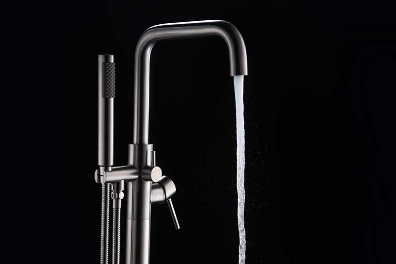 Anzzi Moray Series 2-Handle Freestanding Tub Faucet with Hand Shower in Brushed Nickel FS-AZ0048BN 5