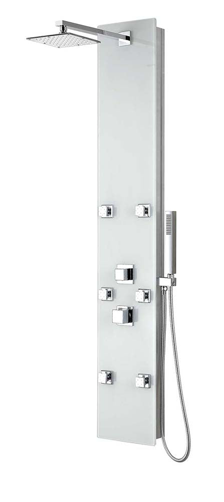 Anzzi Rhaus 60 in. 6-Jetted Full Body Shower Panel with Heavy Rain Shower and Spray Wand in White SP-AZ029