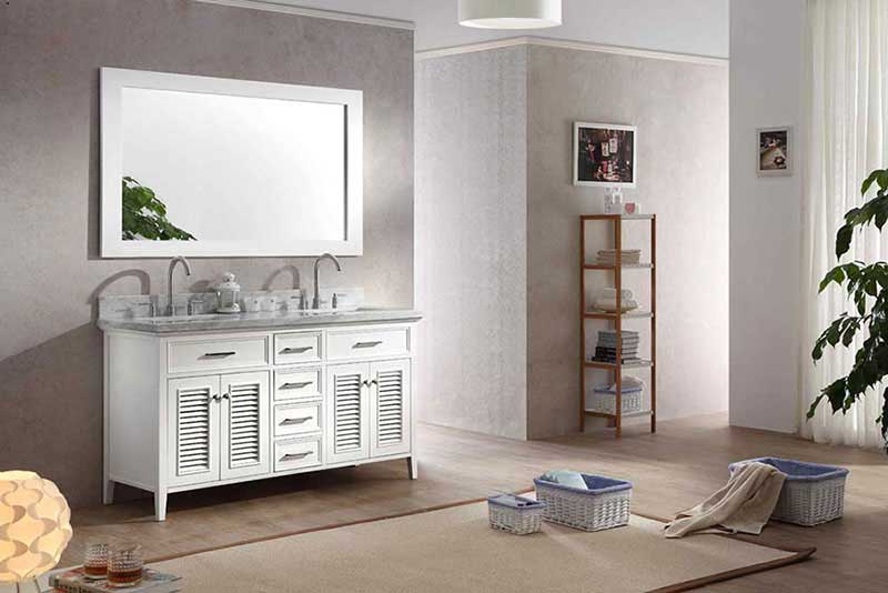Ariel Kensington 61" Double Sink Vanity Set in White 2