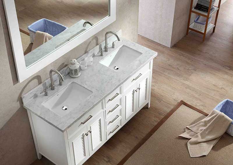 Ariel Kensington 61" Double Sink Vanity Set in White 3