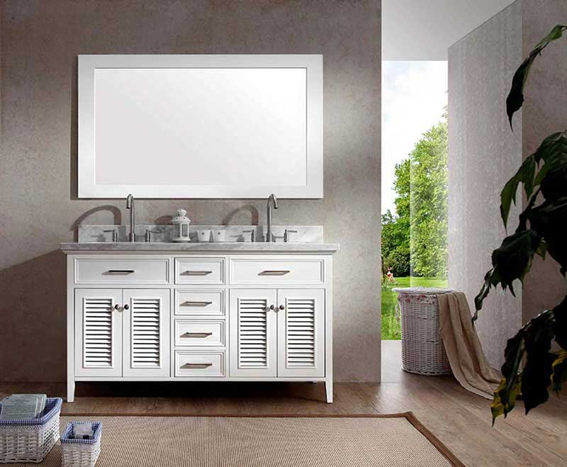 Ariel Kensington 61" Double Sink Vanity Set in White