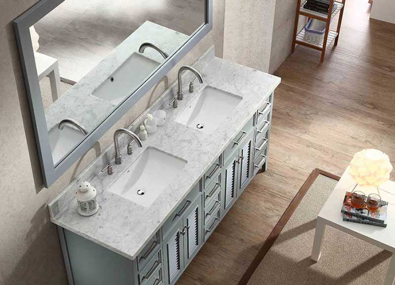 Ariel Kensington 73" Double Sink Vanity Set in Grey 3
