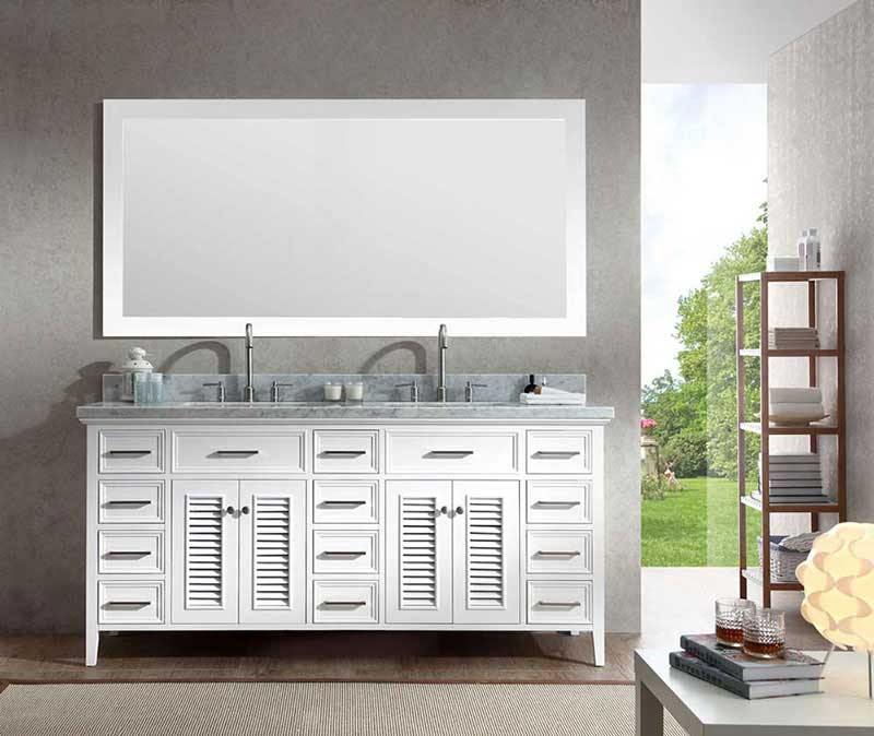 Ariel Bath Kensington 73" Double Sink Vanity Set in White