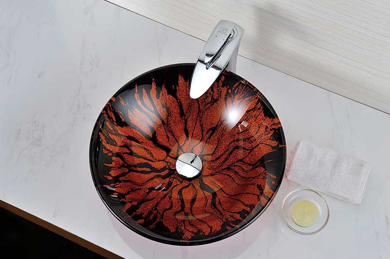Anzzi Ore Series Deco-Glass Vessel Sink in Lustrous Red and Black LS-AZ8109 5