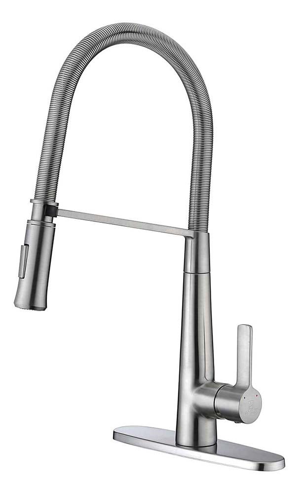 Anzzi Apollo Single Handle Pull-Down Sprayer Kitchen Faucet in Brushed Nickel KF-AZ188BN 12