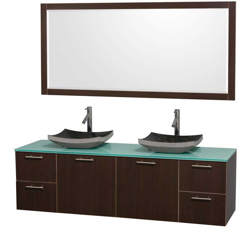 Wyndham Collection Amare 72" Wall-Mounted Double Bathroom Vanity Set with Vessel Sinks - Espresso WC-R4100-72-ESP-DBL 5