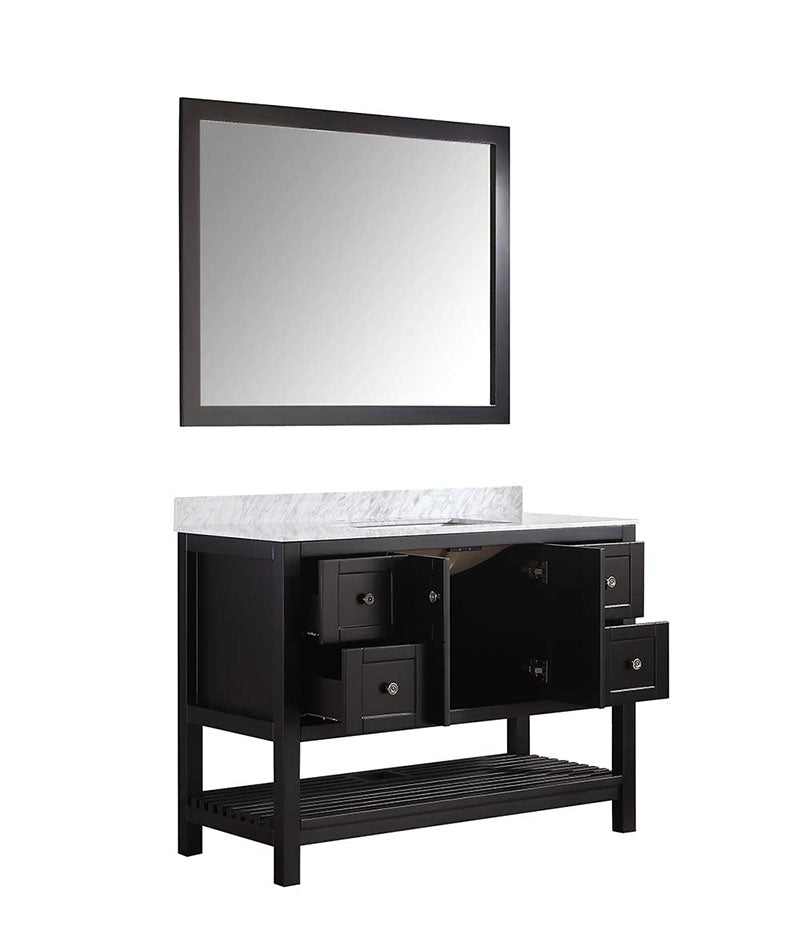 Anzzi Montaigne 48 in. W x 22 in. D Vanity in Espresso with Marble Vanity Top in Carrara White with White Basin and Mirror 14