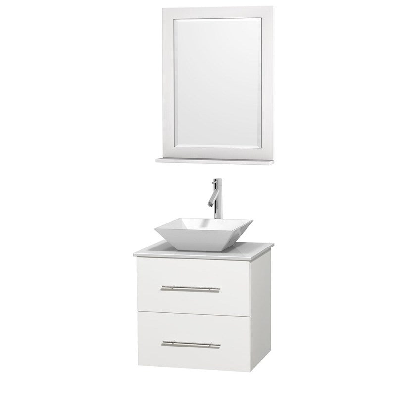 Wyndham Collection Centra 24" Single Bathroom Vanity Set for Vessel Sink - Matte White WC-WHE009-24-SGL-VAN-WHT
