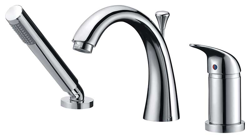 Anzzi Den Series Single Handle Deck-Mount Roman Tub Faucet with Handheld Sprayer in Polished Chrome FR-AZ801