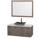 Wyndham Collection Amare 48" Wall-Mounted Bathroom Vanity Set with Vessel Sink - Gray Oak WC-R4100-48-GROAK 7