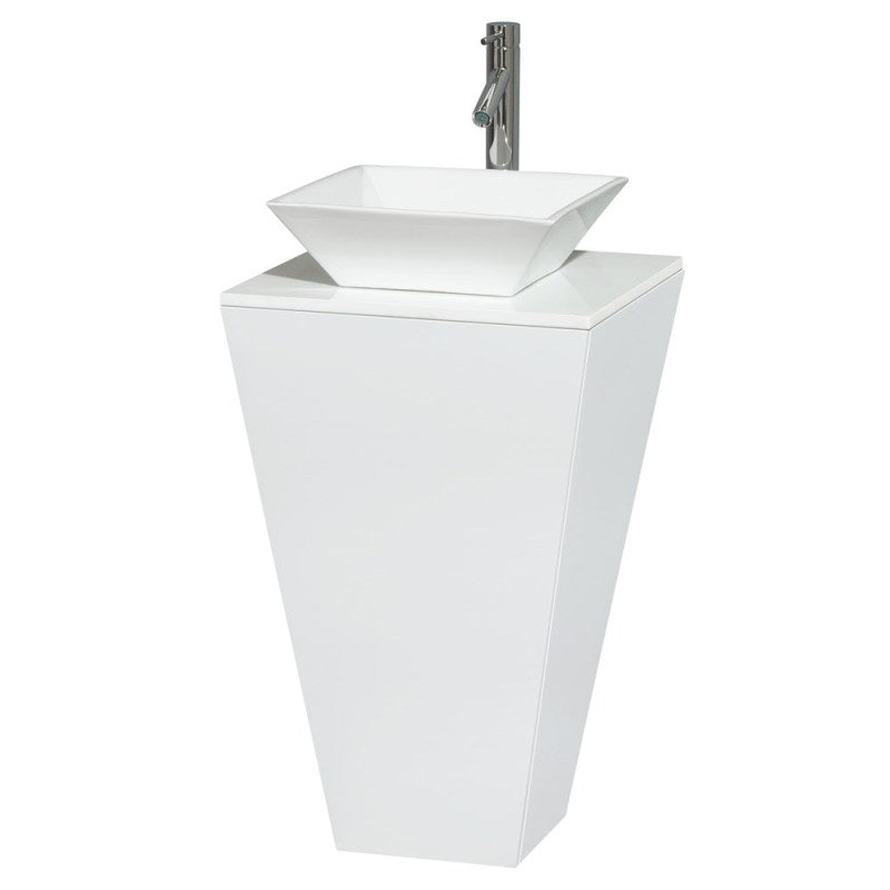 Wyndham Collection Esprit Bathroom Pedestal Vanity Set - Glossy White WC-CS004-20-WHT