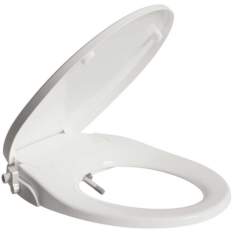 Anzzi Troy Series Non-Electric Bidet Seat for Rounded Toilet in White with Dual Nozzle, Built-In Side Lever and Soft Close TL-MBSRN201WH