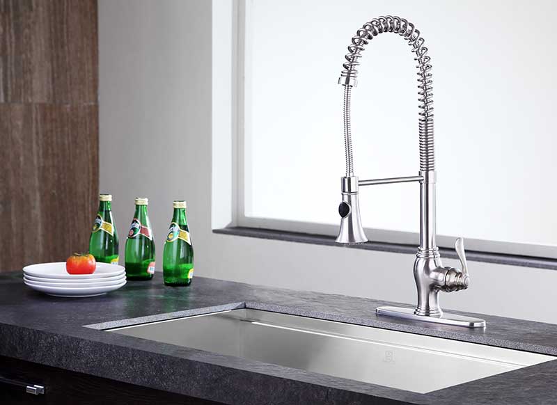 Anzzi Bastion Single Handle Standard Kitchen Faucet in Brushed Nickel KF-AZ209BN 2