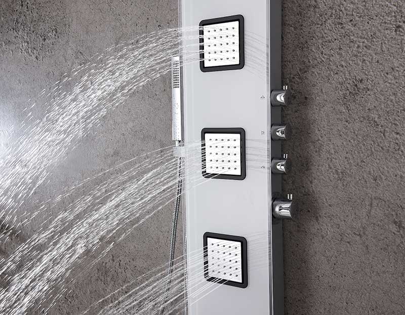 Anzzi Leopard 60 in. 3-Jetted Full Body Shower Panel with Heavy Rain Shower and Spray Wand in White SP-AZ032 9