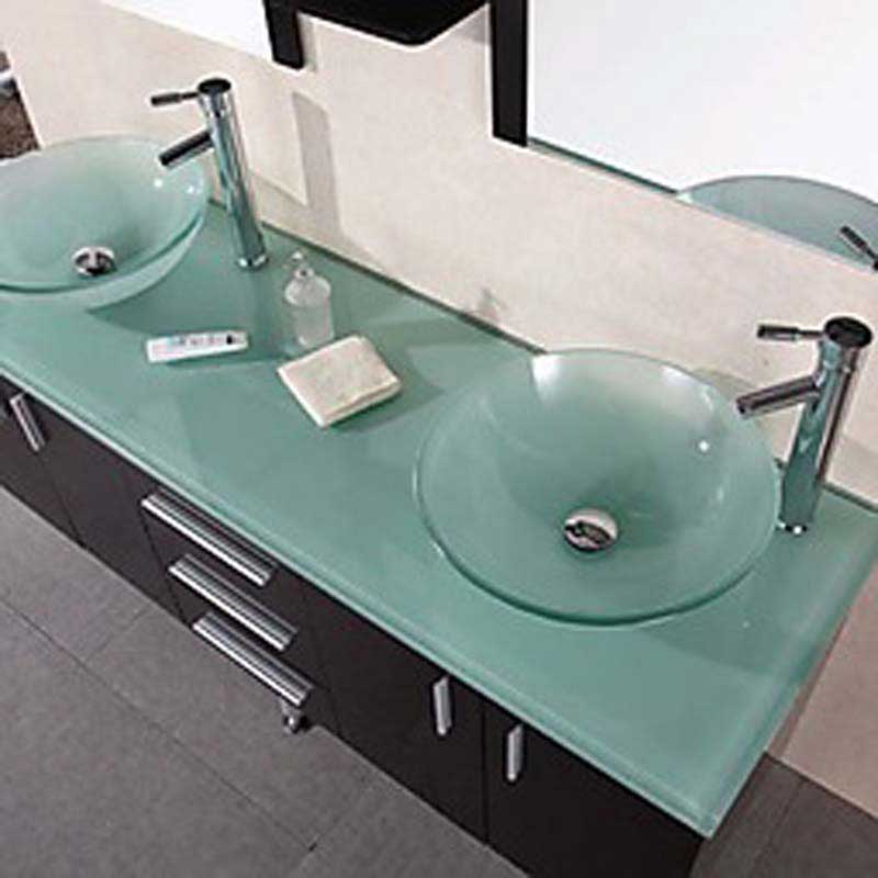 Design Element Portland 61" Double Sink - Wall Mount Vanity Set in Espresso 2