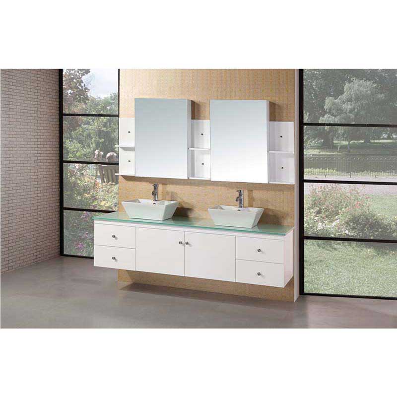 Design Element Portland 72" Double Sink - Wall Mount Vanity Set in White 2