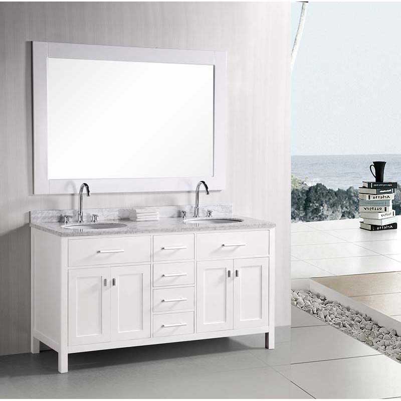 Design Element London 61" Double Sink Vanity Set in White 2