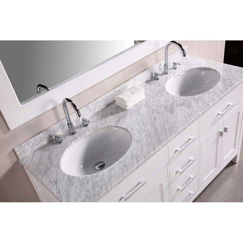 Design Element London 61" Double Sink Vanity Set in White 3
