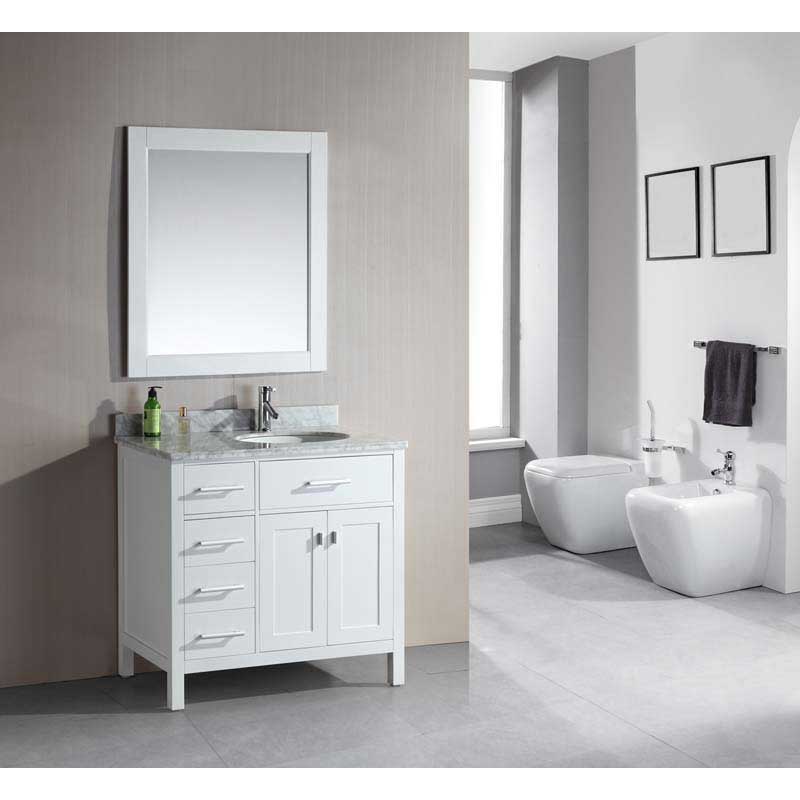 Design Element London 36" Single Sink Vanity Set in White Finish with Drawers on the Left 2