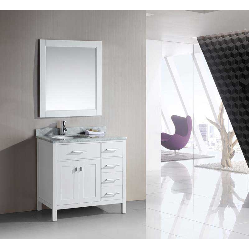 Design Element London 36" Single Sink Vanity Set in White Finish with Drawers on the Right 2