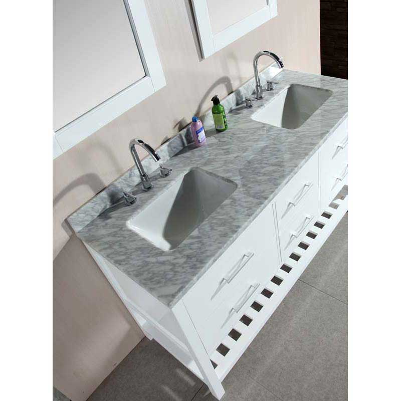 Design Element London 61" Double Sink Vanity Set in White with Open Bottom 6