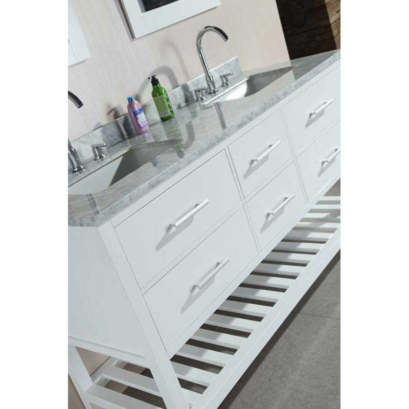 Design Element London 61" Double Sink Vanity Set in White with Open Bottom 7