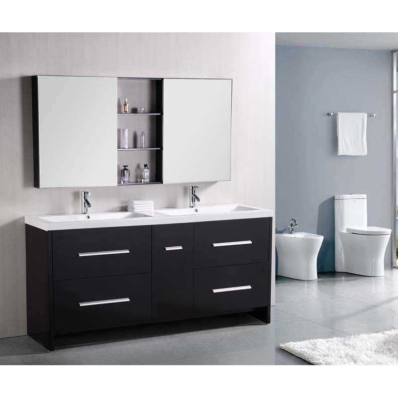 Design Element Perfecta 72' Double Sink Vanity Set in Espresso 2