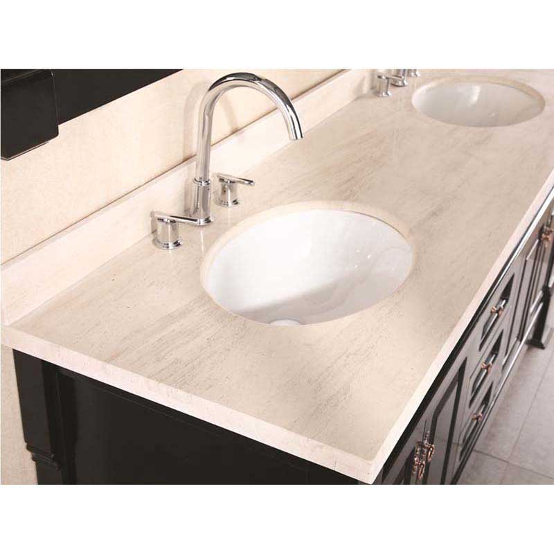 Design Element Marcos 72" Double Sink Vanity Set with Travertine Stone Countertop in Espresso 2