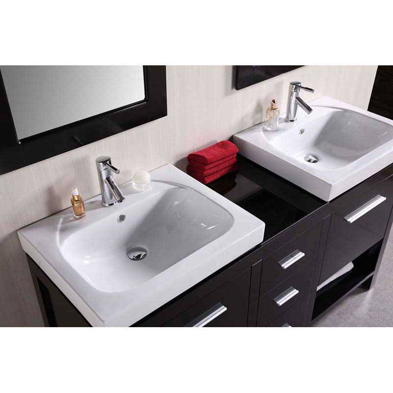 Design Element New York 60" Double Sink Vanity Set in Espresso 4