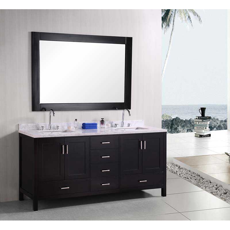 Design Element London 72" Double Sink Vanity Set in Espresso without Mirror 3