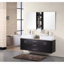 Design Element Portland 60" Double Sink - Wall Mount Vanity Set in Espresso