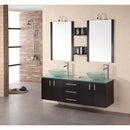 Design Element Portland 61" Double Sink - Wall Mount Vanity Set in Espresso