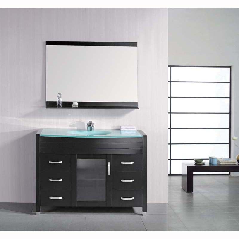 Design Element Waterfall 48" Single Sink Vanity Set w/ Glass Top