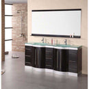 Design Element Jade 72" Double Sink Vanity Set in Espresso w/ Glass Top