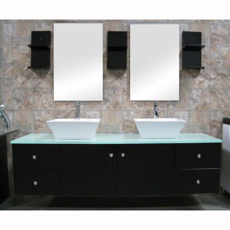 Design Element Portland 61" Double Sink Wall Mount Vanity Set in Espresso