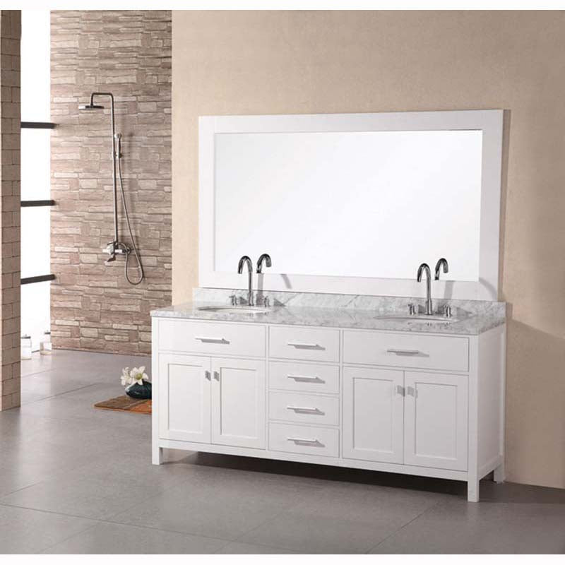 Design Element London 72" Double Sink Vanity Set in White