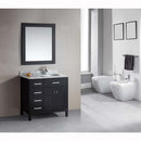 Design Element London 36" Single Sink Vanity Set in Espresso Finish with Drawers on the Left