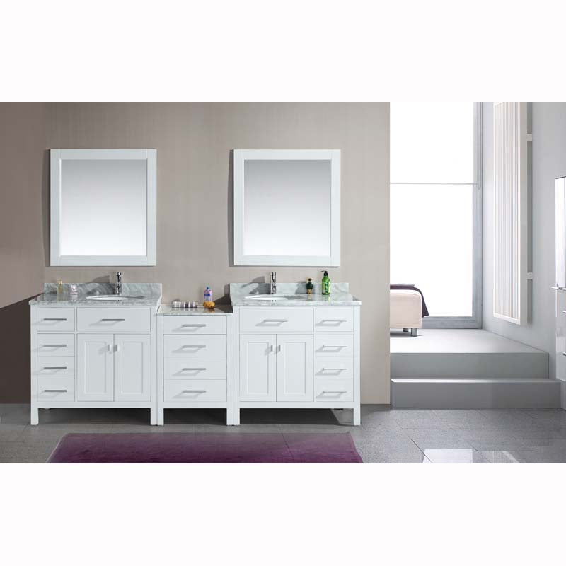 Design Element London 92" Double Sink Vanity Set in White