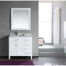 Design Element London 36" Single Sink Vanity Set in White Finish with Drawers on the Right