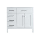 Design Element London 36" Single Sink Base Cabinet in White with Drawers on the Left