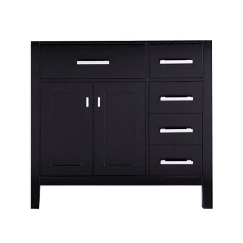 Design Element London 36" Single Sink Base Cabinet in Espresso with Drawers on the Right
