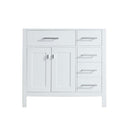 Design Element London 36" Single Sink Base Cabinet in White with Drawers on the Right