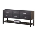 Design Element London 72" Double Sink Base Cabinet in Espresso with Open Bottom