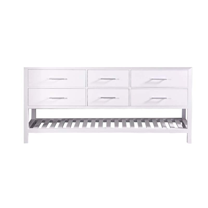 Design Element London 72" Double Sink Base Cabinet in White with Open Bottom