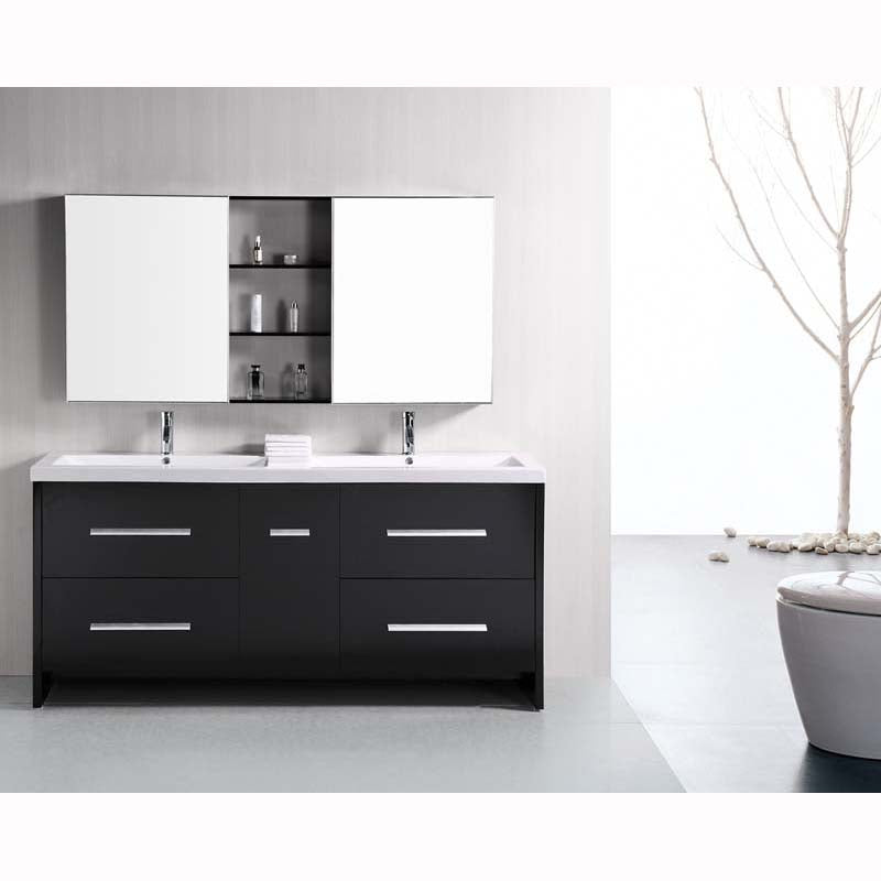 Design Element Perfecta 72' Double Sink Vanity Set in Espresso