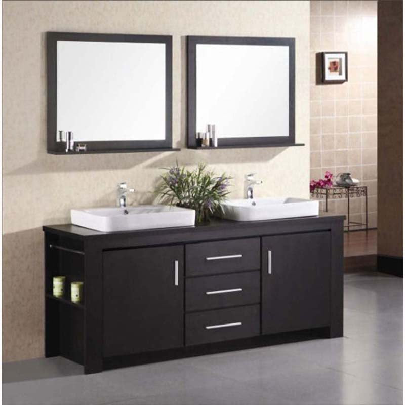 Design Element Washington 72" Double Sink Vanity Set in Espresso