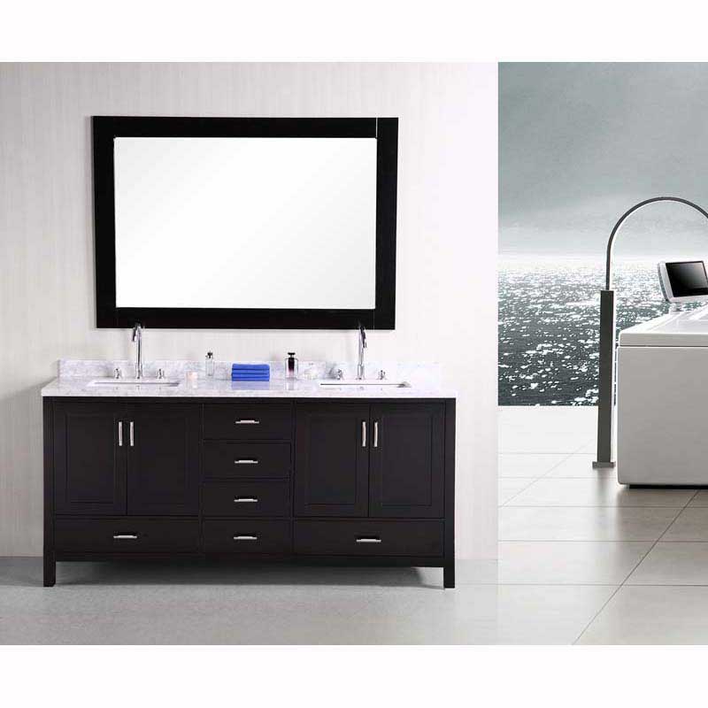 Design Element London 72" Double Sink Vanity Set in Espresso without Mirror