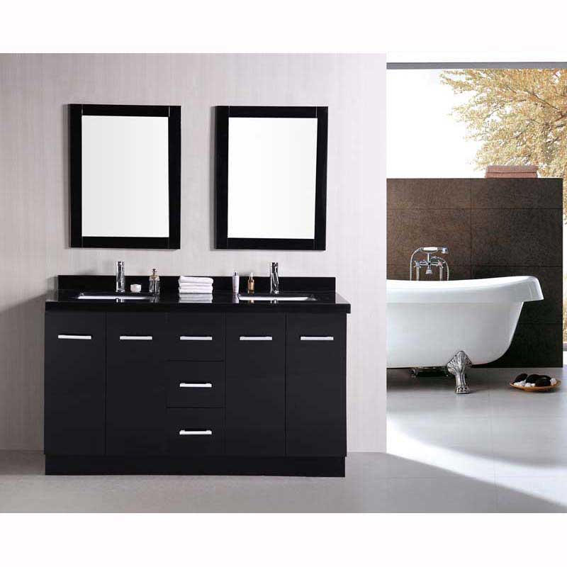 Design Element Cosmo 60" Double Sink Vanity Set in Espresso